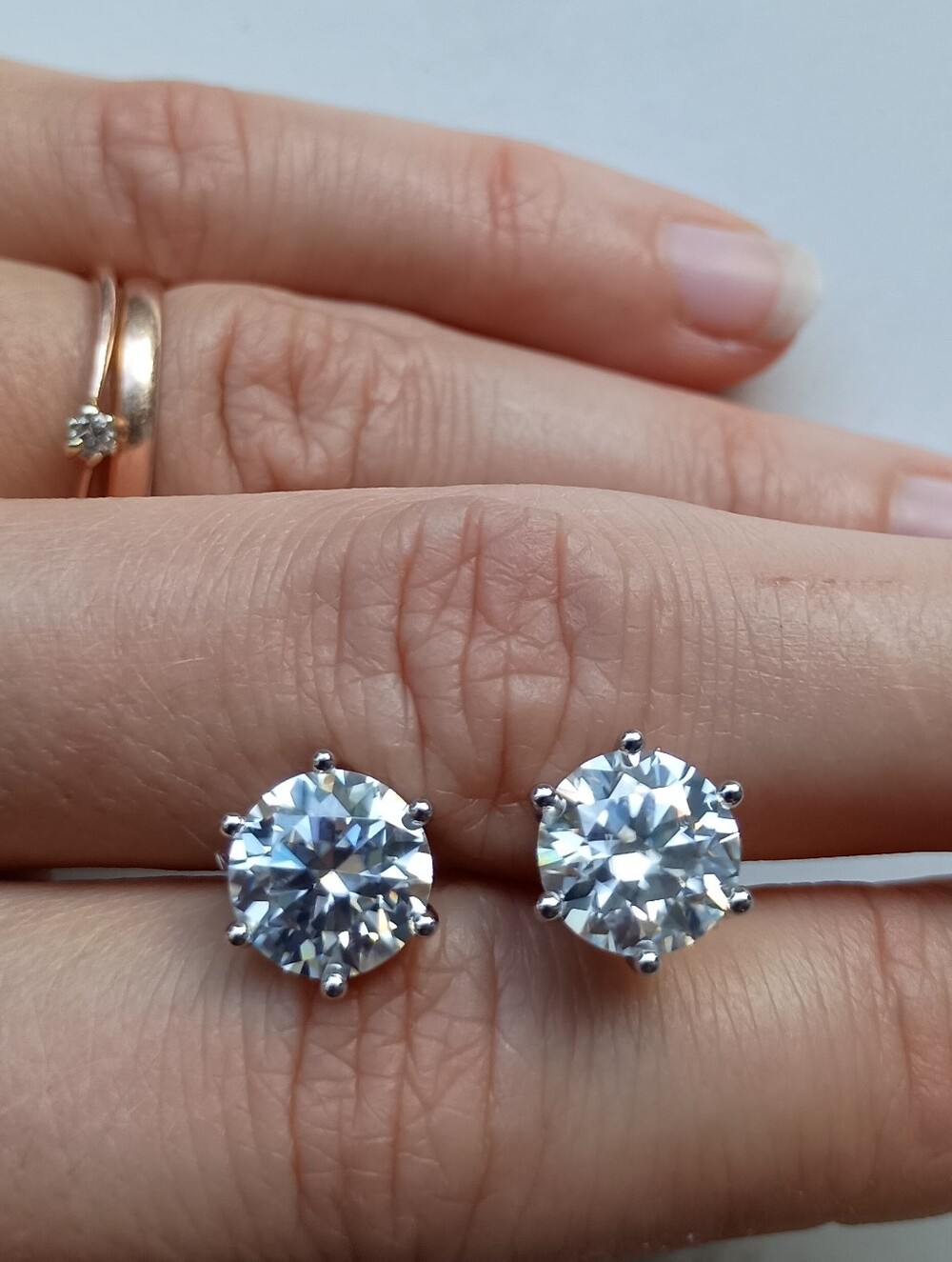 6CT Moissanite Prong Studs Earrings Real 925 Silver 18k G/P GRA Certificate